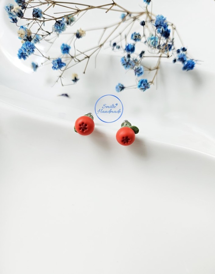 Auskarai prie ausies šermukšniai