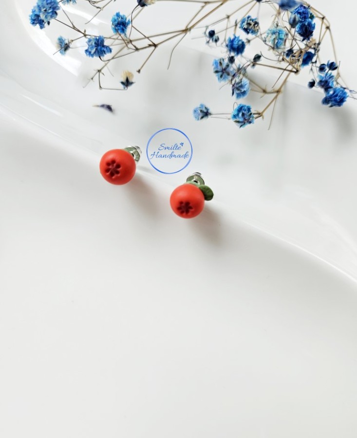 Auskarai prie ausies šermukšniai