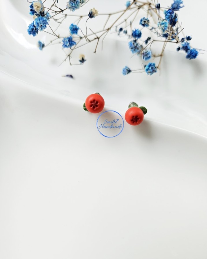 Auskarai prie ausies šermukšniai