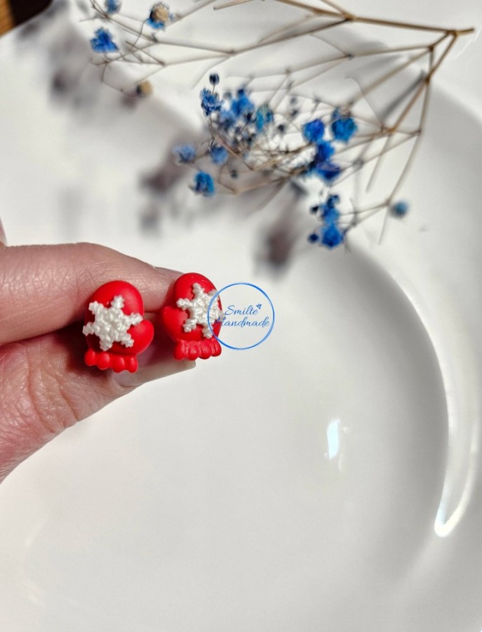 Auskarai raudonos pirštinės