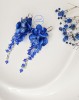  Ilgi mėlyni auskarai su orchidėjomis